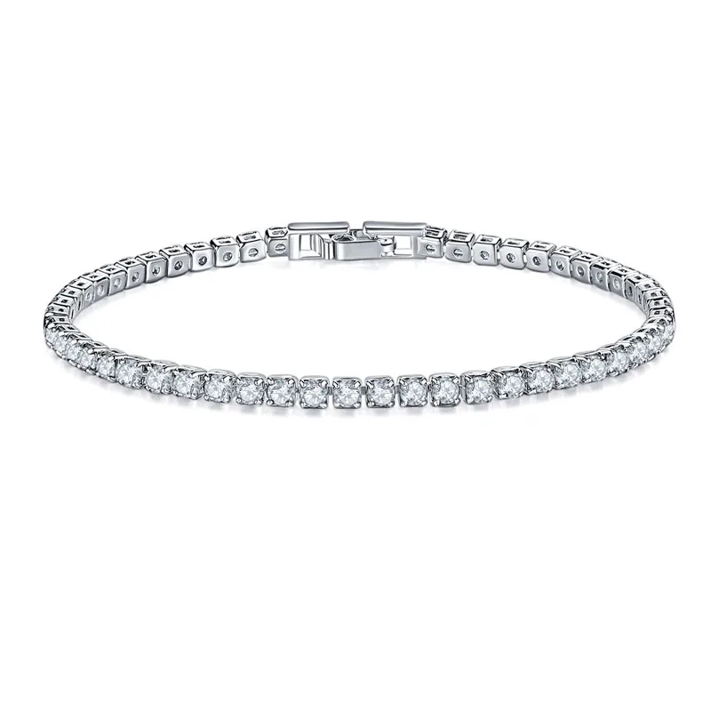 Heißer Sterling 925 Silber Volle AAA Zirkon Armband Edlen Schmuck 16 cm-19 cm 2-3mm glänzende CZ Zubehör Für Frauen Jahrestag Geschenk – Detail 3