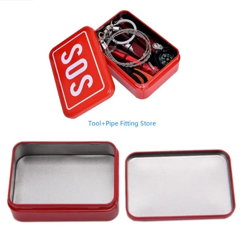 F92B "SOS" TIN لـ CASE BOX LID Container لمجموعات ترس البقاء على قيد الحياة في الإسعافات الأولية ل BALL BO