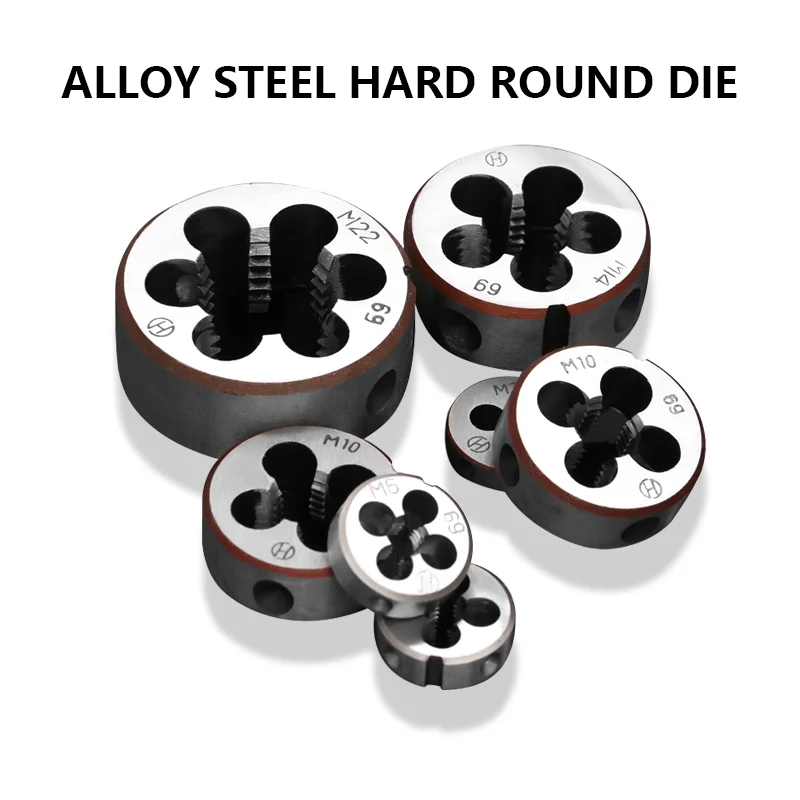 

Alloy Steel 1pc Hard Round Die Threading Metric Die Right Hand Die M3 M4 M5 M6 M8 M10 M12 M14 M16 M18 M20 M27 M30