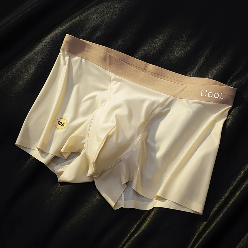 

Mens Boxer Shorts Ice Silk Panties Seamless Underwear Underpants Boxer Briefs Teenage Breathable Underpants