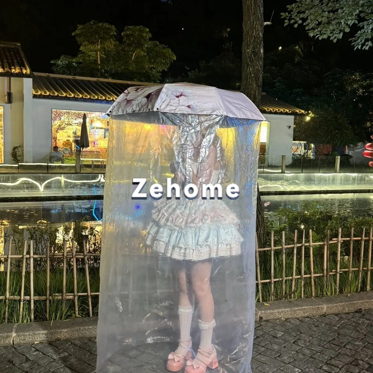 Umbrella folding full body raincoat