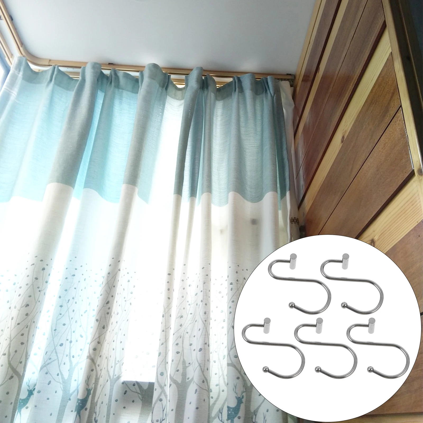 

12 Pcs Curtain Cylindrical Hooks Iron Hangers Bathroom Shower Window Decor Accessories Hardware