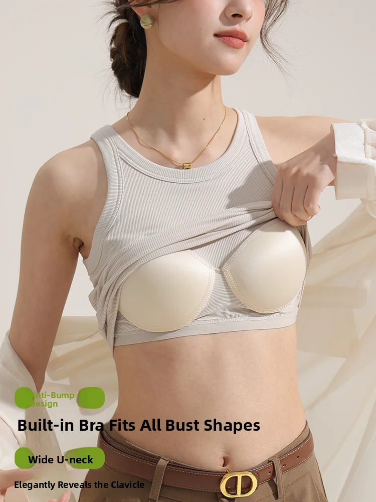 Colete feminino com alça de uma peça, camada de base doce sle, roupa interna superior de verão, versátil, pessoa construída