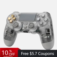 Controlador inalámbrico transparente para PS4/PS3/PC/Android/Steam, Gamepad de juego con motor de vibración de seis ejes con efecto Hall