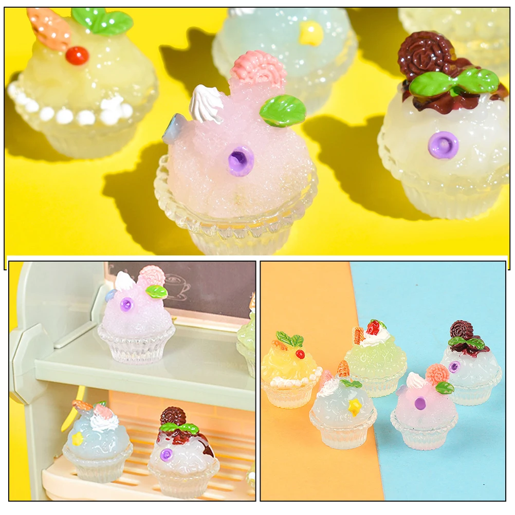 

6 Pcs Smoothie Cup Decoration Mini House Ice Cream Car Miniature Things for Dollhouse Resin Cooking Toy Food Toys