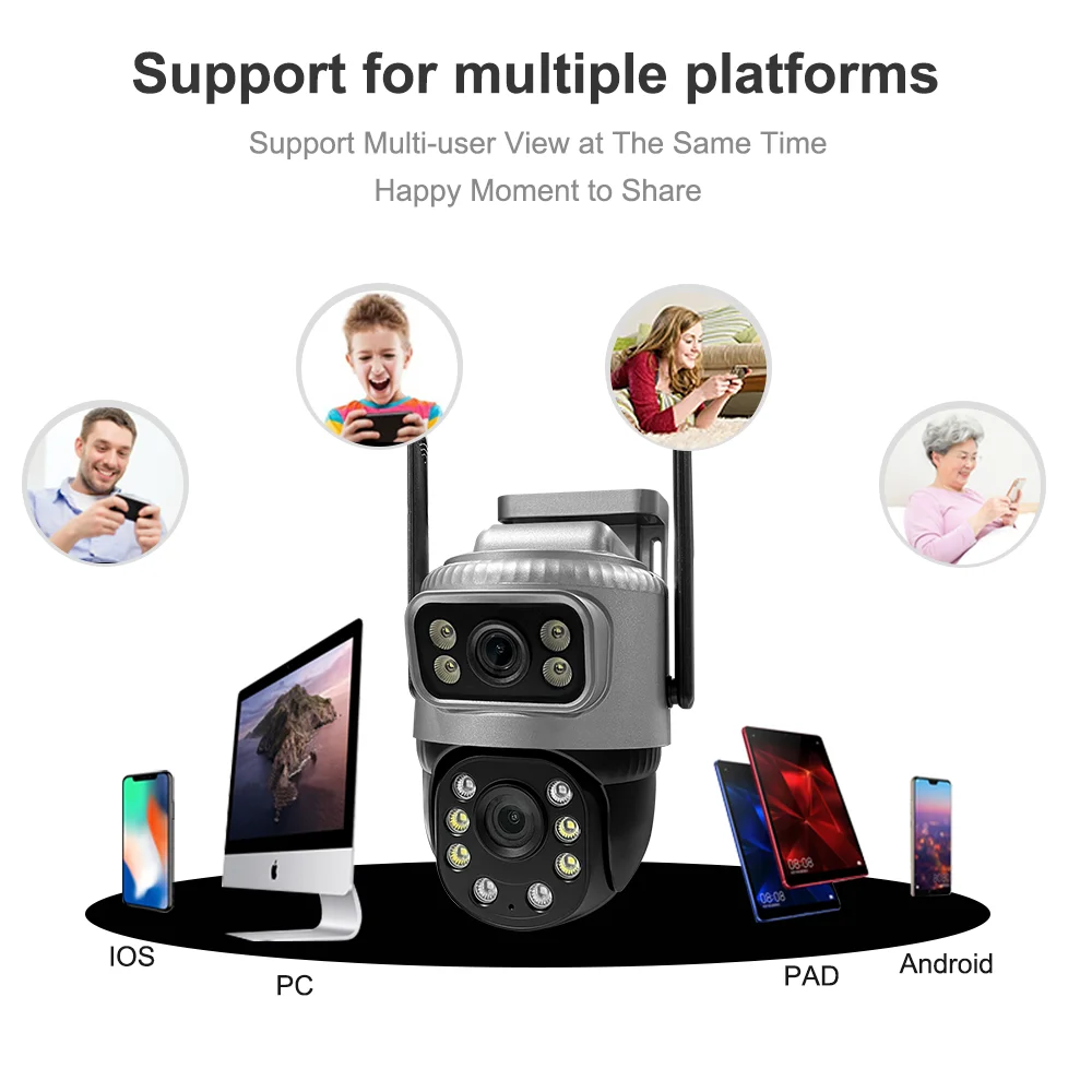 4MP V380 Pro Dual Lens Security WIFI IP Camera Auto Tracking Waterproof Wireless Outdoor Camera Full Color Night Vision