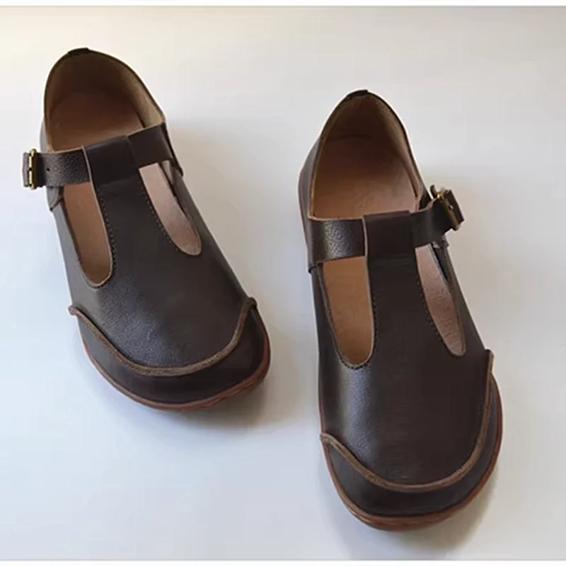 Japanese  Korean style Retro Nostalgia Cowhide Women\'s Shoes Flat Shoes Spring Autumn Summer Women\'s Shoes Mary Jane Shoes Soft