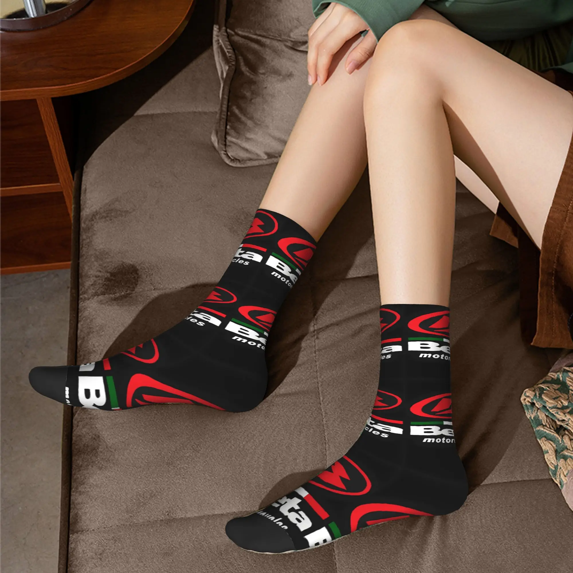 Custom B-Betas Motorcycle Dress Socks Men's Women's Warm Funny Novelty Racing Logo Crew Socks