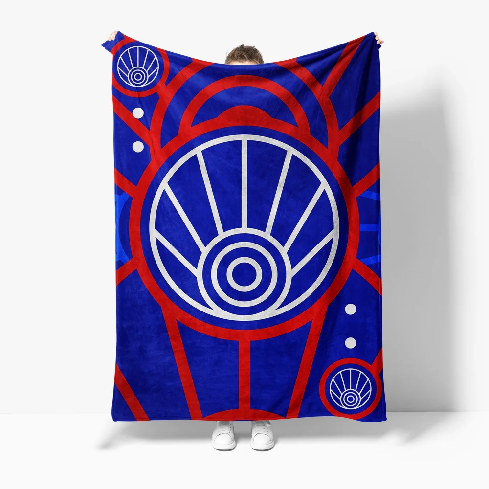 

Сине-красное флисовое одеяло с геометрическим узором, диван-кровать, декоративный теплый уютный подарок