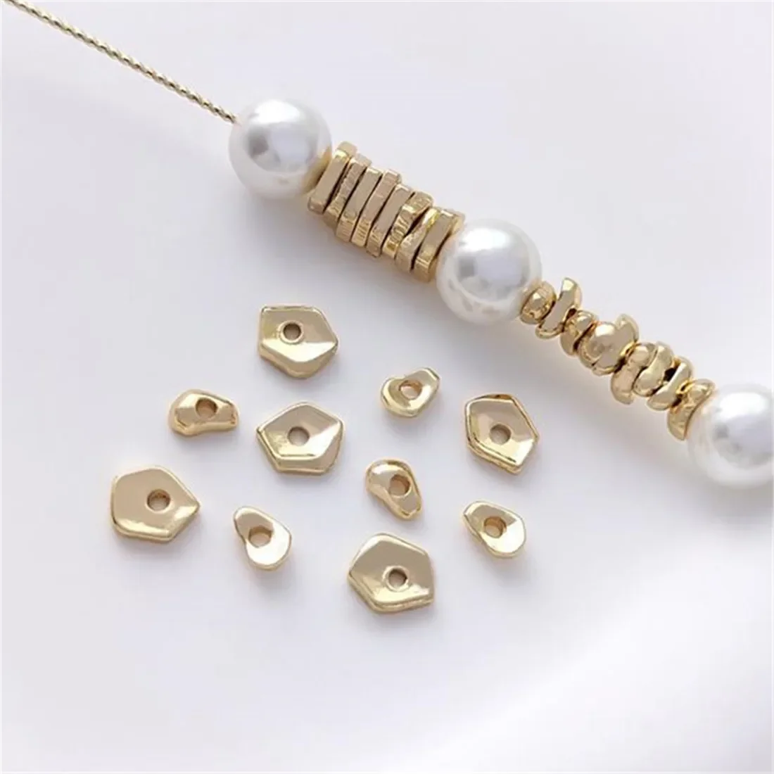 14K Gold-filled Irregular Beads, Small Broken Gold Special-Shaped Spacers, Handmade Beaded Accessories, DIY Jewelry Materials