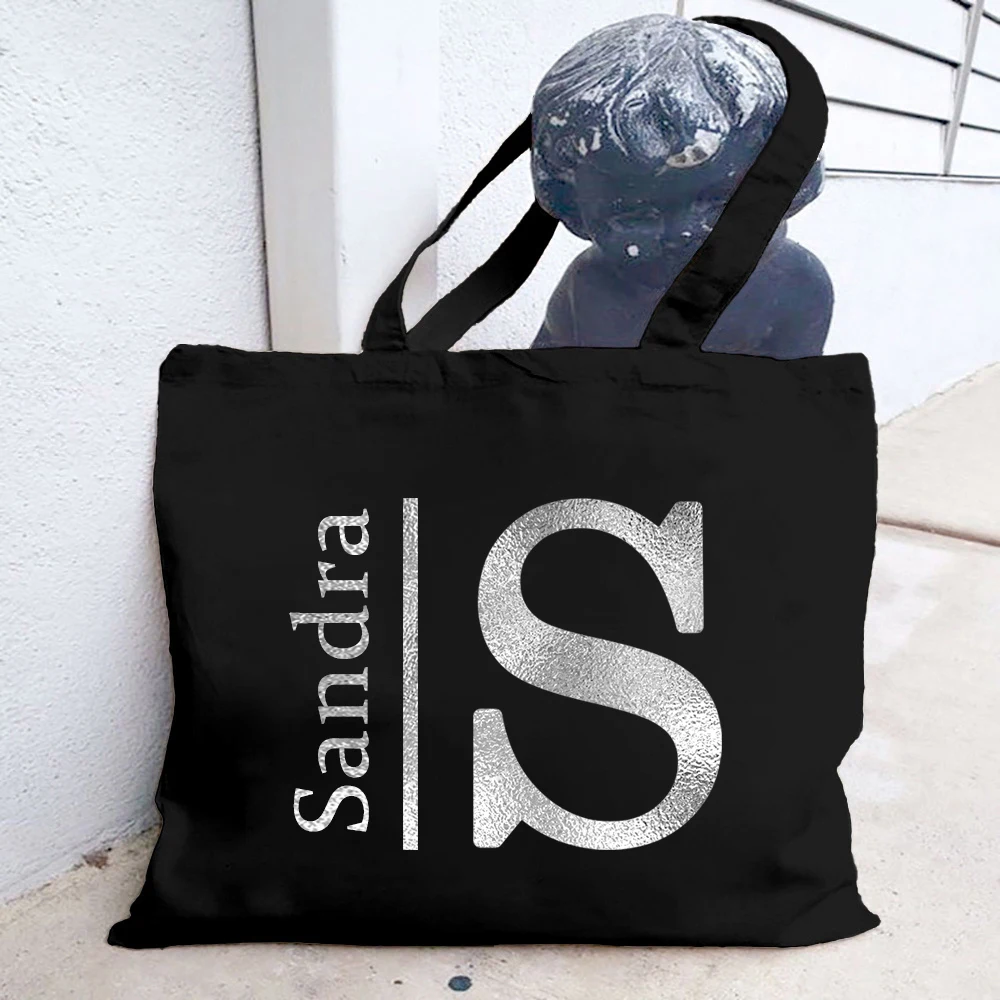 

Personalized Tote Bag Initial with Name Shoulder Bags Monogram Bridal Bachelorette Party Handbag Wedding Gift for Bridesmaid