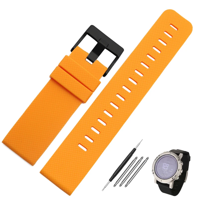 Correa deportiva de silicona para hombre, pulsera de repuesto de goma resistente al agua para exteriores, correa para reloj inteligente Suunto Traverse de 24mm