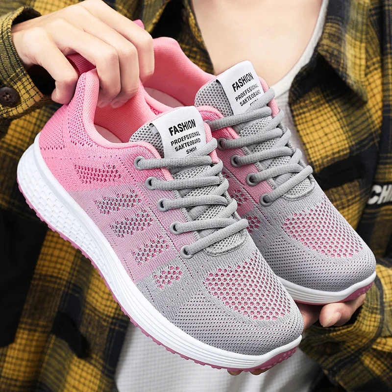 

Women's walking shoes 2024 Spring New Single Shoes Casual Student Breathable and Comfortable Flyknit Sports Shoes