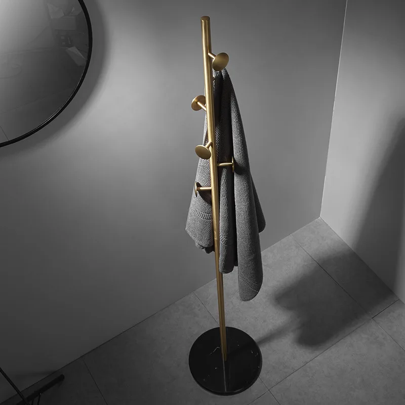 Brass floor-to-ceiling clothes rack Bedroom Simple bath towel rack Nordic marble porch clothes hanger Modern clothes hanger