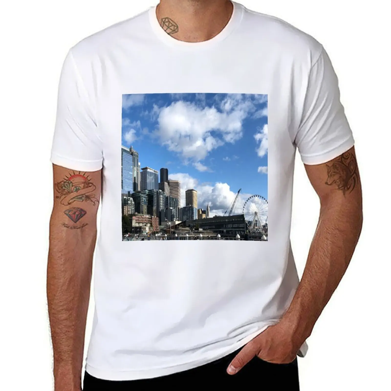 

Sunny Autumn day in Seattle T-Shirt man t shirt summer t shirt man plain T-Shirt