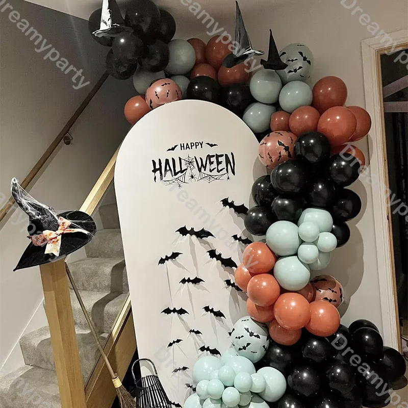 106/111pcs Kid Halloween Balloons Garland Arch Orange Black Balloon Baby Shower Gender Reveal Haunted House Party Decoration