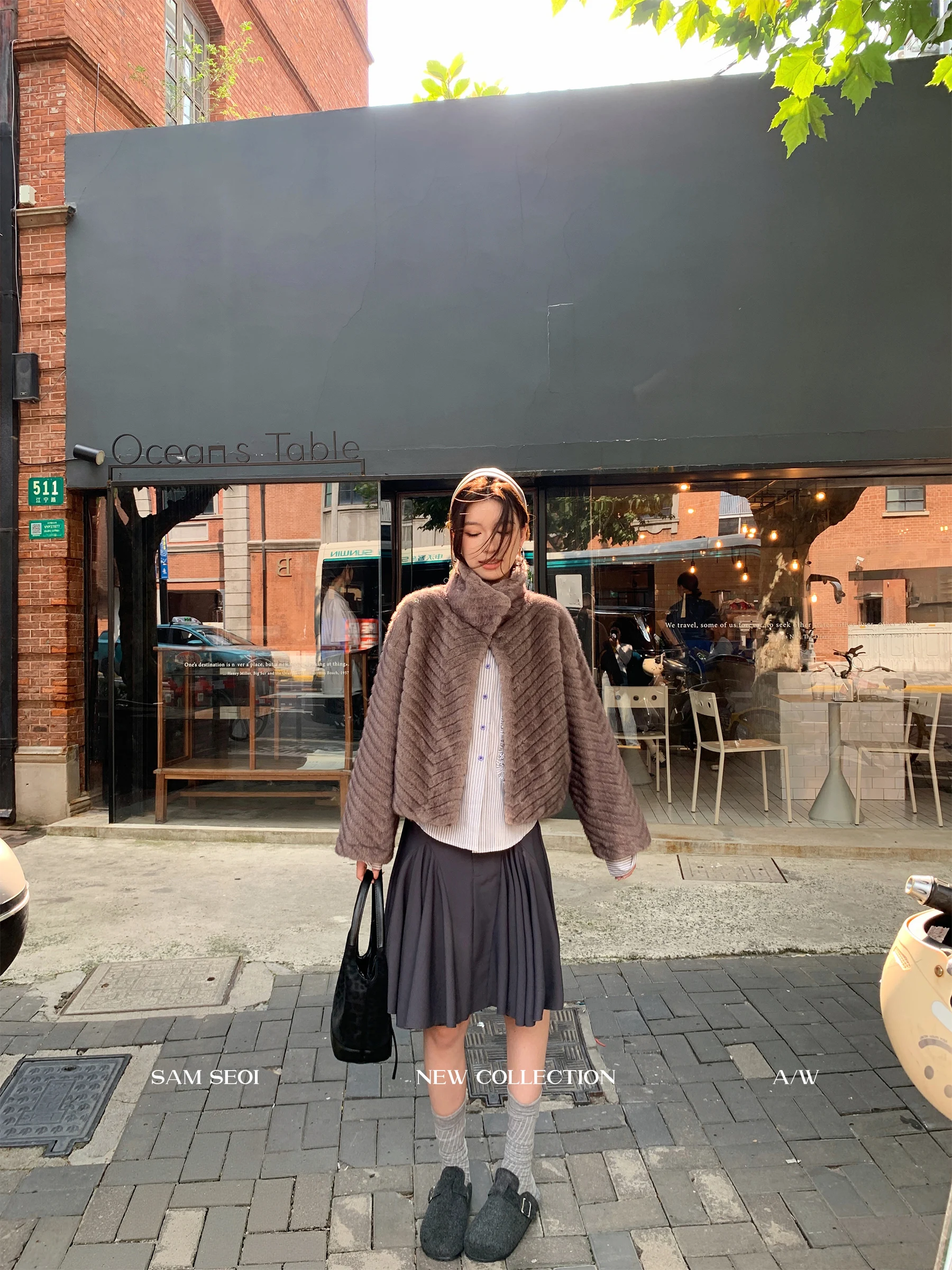 Sam Seoi New Winter Women's Faux Mink Fur Coat Stand Collar arp Tip Fur Outerwear Eco-friendly Warmth Stand Fit Korean S...