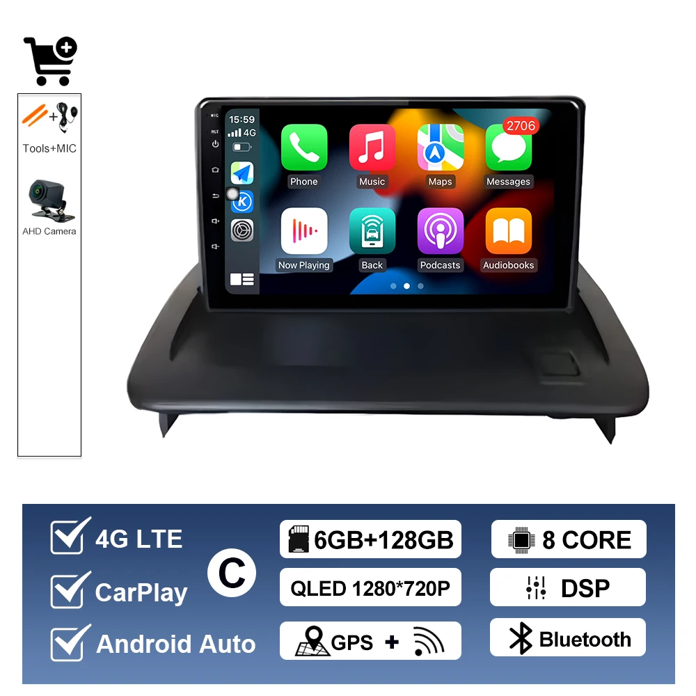 Draadloze CarPlay Voor Volvo C30 S40 V50 C70 2004-2012 Autoradio Multimedia Display Touchscreen Android auto Head Unit navigatie