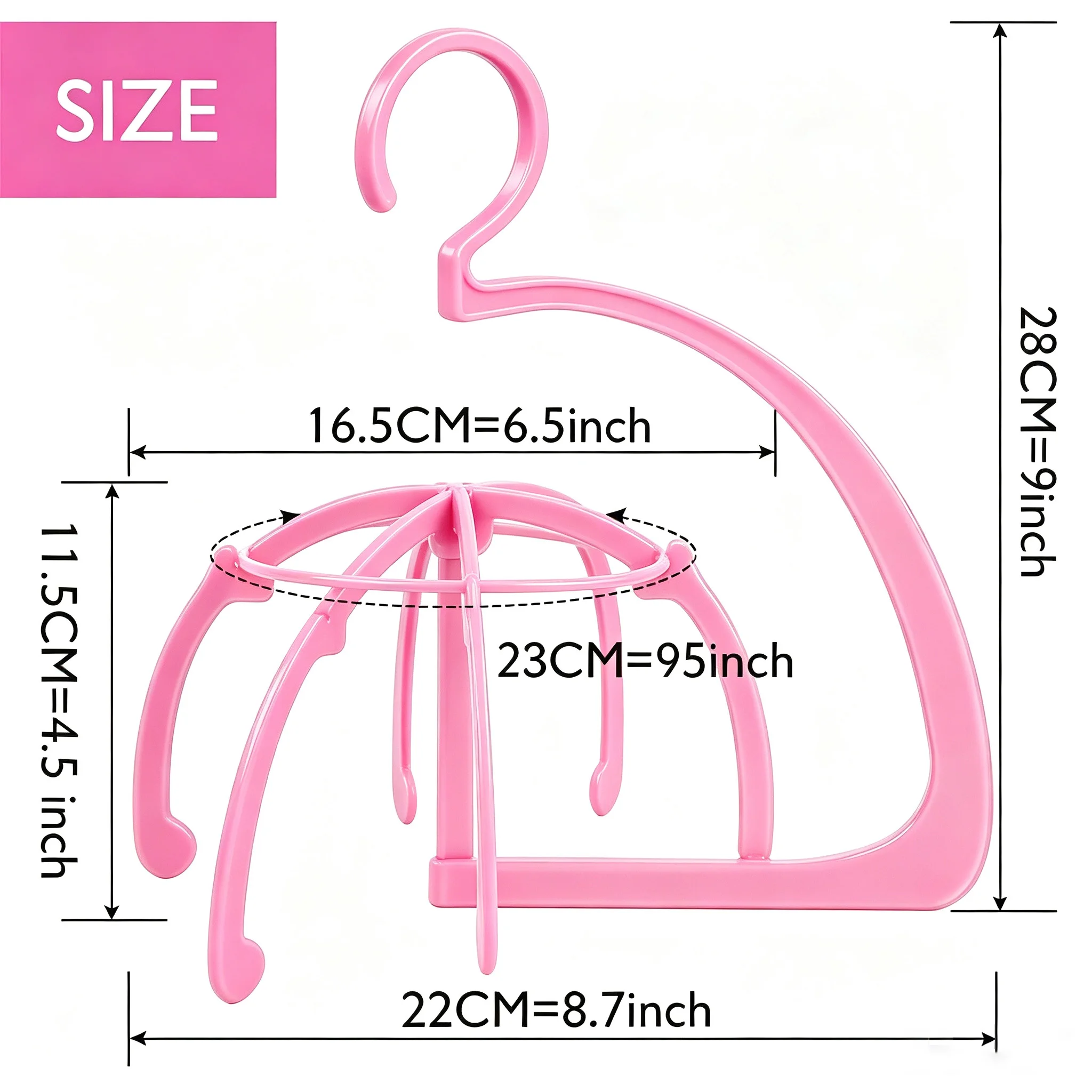 Detachable and Portable Plastic Hanging Wig Holder for Organizing Wig Storage, Head Cover, Hat Support Frame