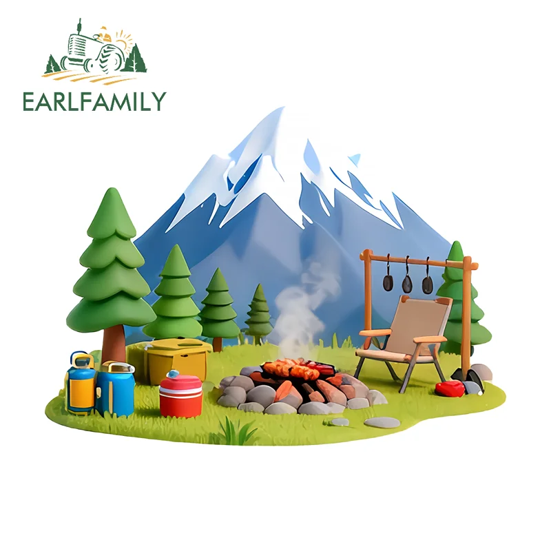

EARLFAMILY Наклейки на автомобиль из винила с пейзажами для кемпинга, граффити, наклейки для караванов, водонепроницаемые, маскирующие царапины, автомобильные гаджеты, декор