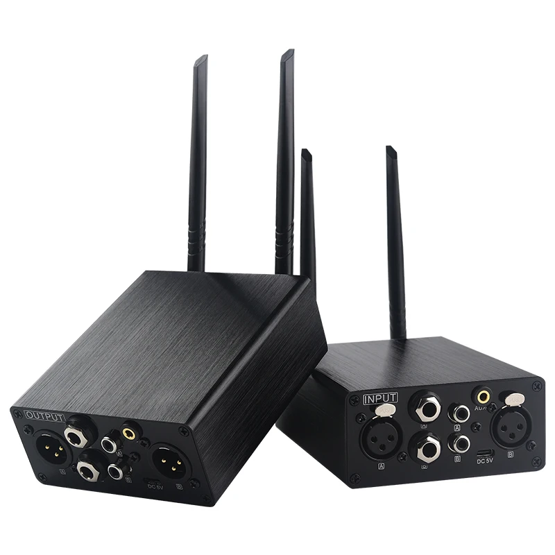 AU680A UHF Wireless Audio Transmitter XLR / RCA / 6.35mm / 3.5mm RX/TX XLR Audio Extender RCA Transmitter and Receiver Adapter