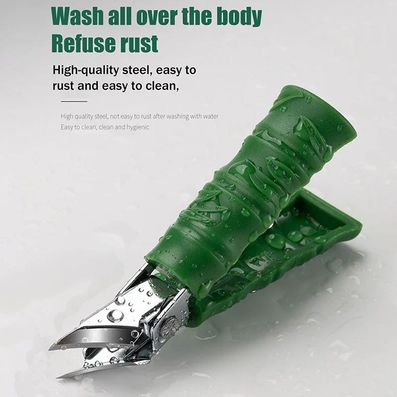 ที่ตัดเล็บขอบเฉียงทนทาน ช่องเปิดกว้าง ป้องกันการกระเด็น ที่ตัดเล็บ คีมตัดเล็บ รูปทรงไม้ไผ่สีเขียว อุปกรณ์ทำเล็บสำหรับใช้ในบ้าน