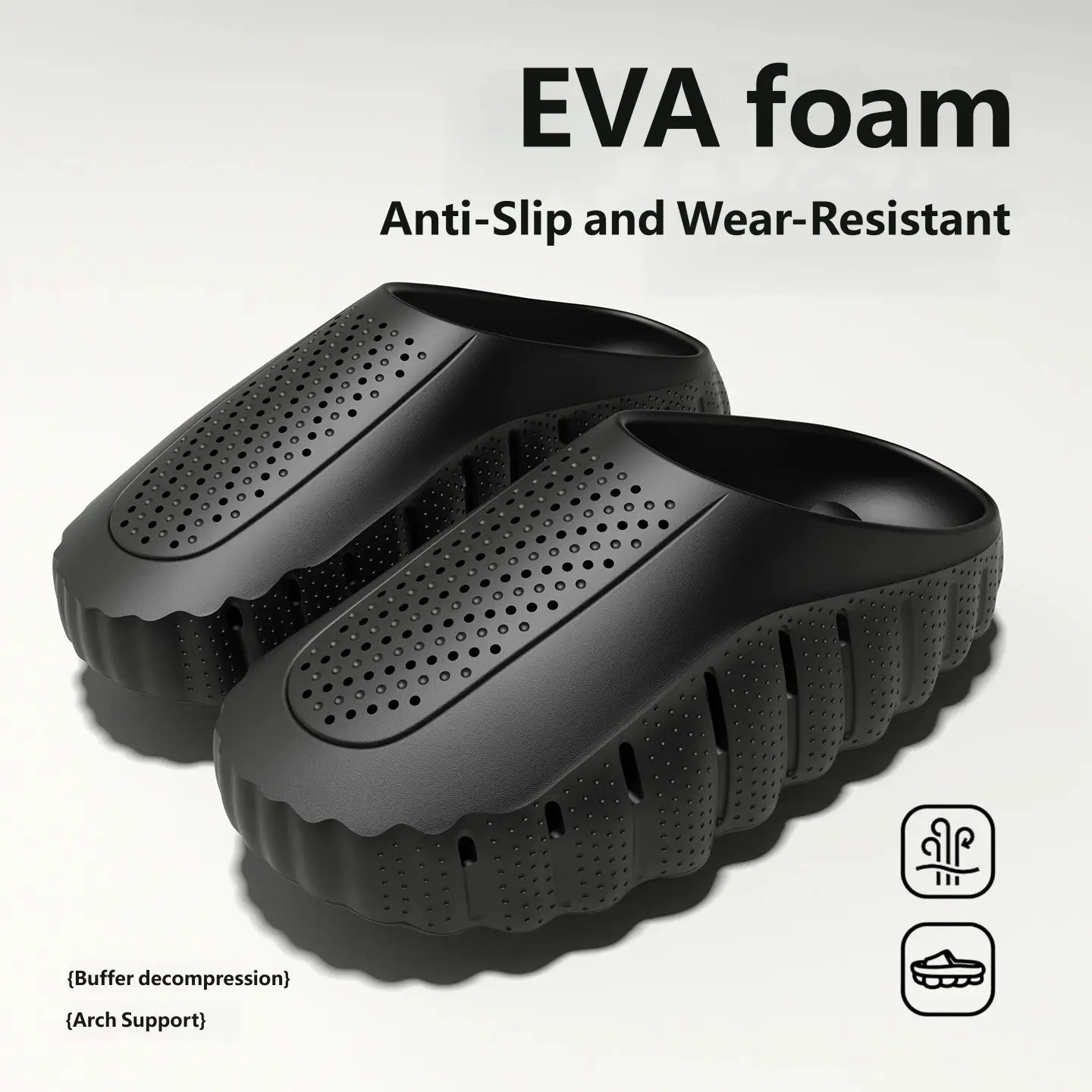 Unisex EVA Foam Fashion Slippers, Arch‑Support Cushion Sole, Breathable Hollow Out Anti‑Slip Wear‑Resistant House Slides