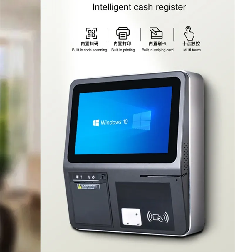 11.6 Polegada tela de toque caixa de auto-serviço montado na parede nova tudo-em-uma máquina para imprimir e passar cartão e código de digitalização