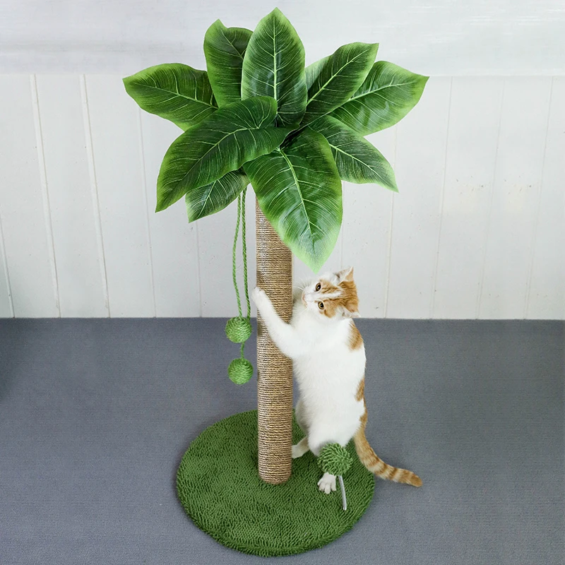 Arbre à Gratter pour Chat de 24 Pouces de Haut avec Corde en Sisal de Qualité Supérieure, Deux Jouets Interactifs de Balles à Ressort Ikand