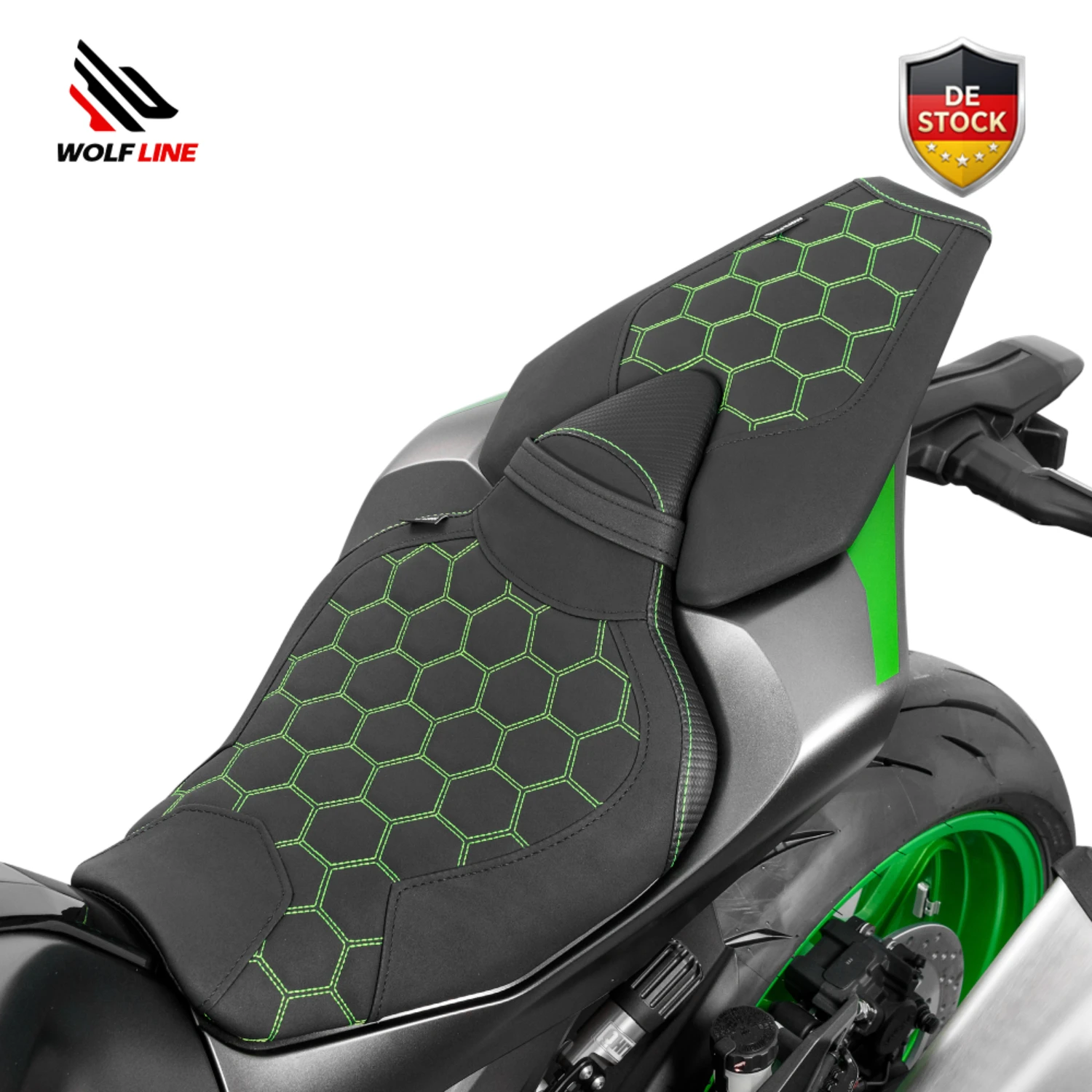 WOLFLINE Vorder- und Rücksitz-Set für Kawasaki Z1000 2014-2025 Fahrer- und Beifahrer-Doppelsitzkissen Komfort-Upgrade für Fahrten