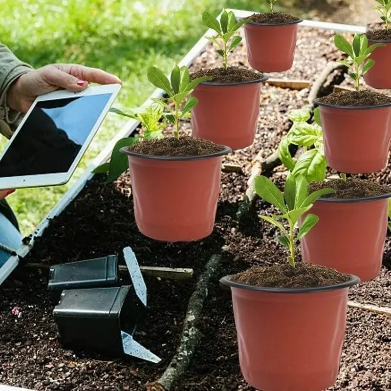 100/20x أواني حضانة النباتات المرنة البذور الحمراء والأسود بدء الأواني شتلات العصارة قطع زرع حاوية بلاستيكية #3