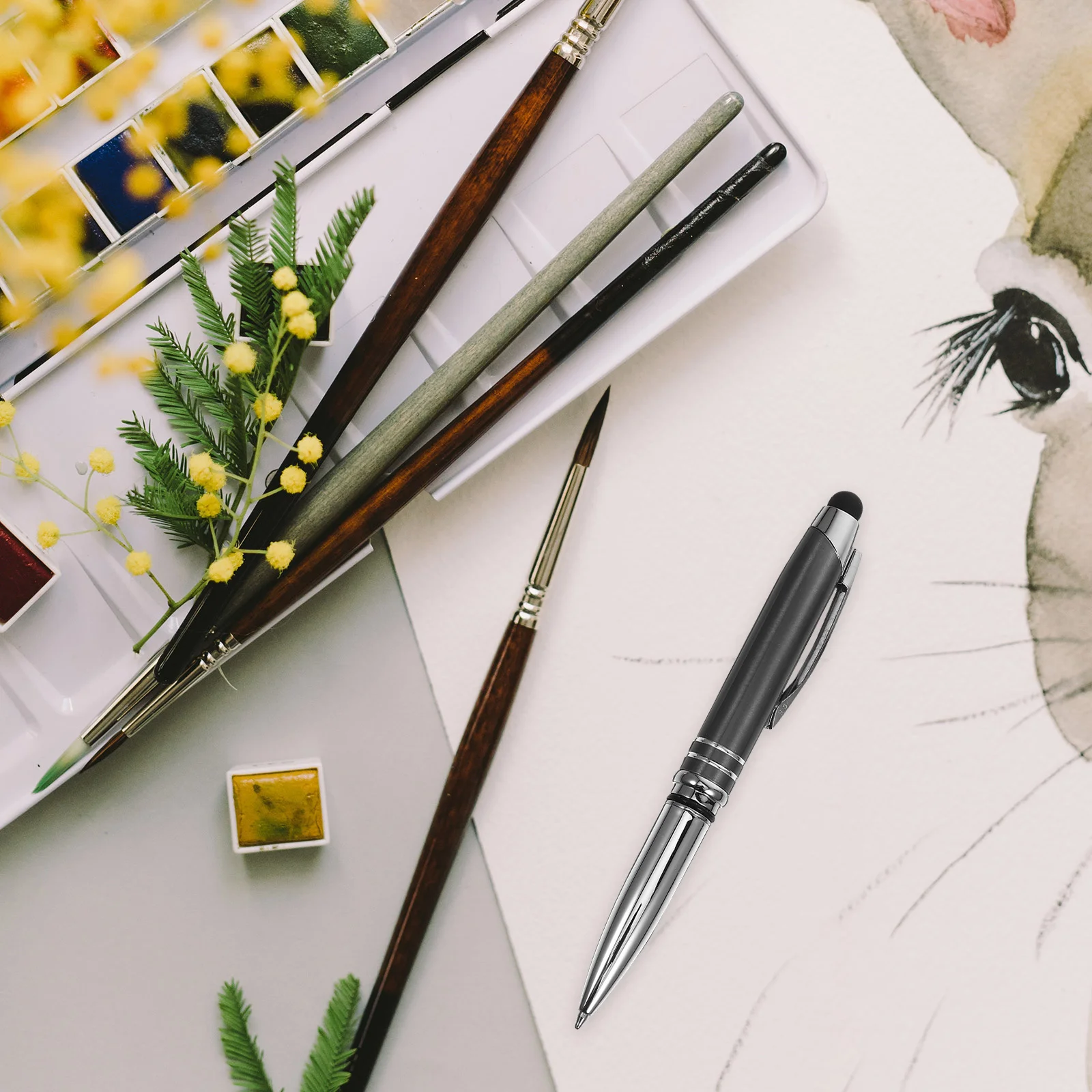 

3-в-1 светодиодная сенсорная шариковая ручка с высокой яркостью, гладкая металлическая ручка для письма для офиса и личного использования