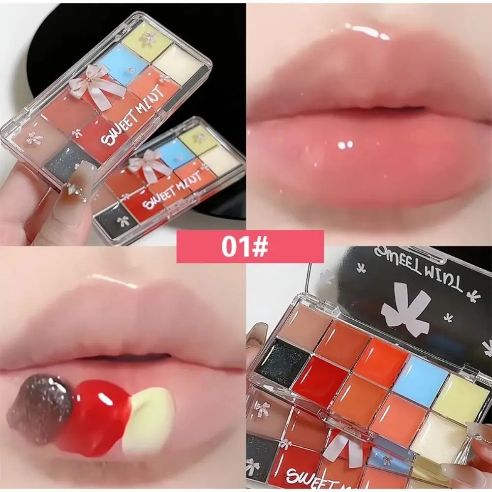 Paleta do samodzielnego mieszania kolorów do ust, żelowy błyszczyk, 10 kolorów, długotrwały, szklany efekt lustra, błyszczyk wodny, nieklejący się, nieprzywierający do kubka.