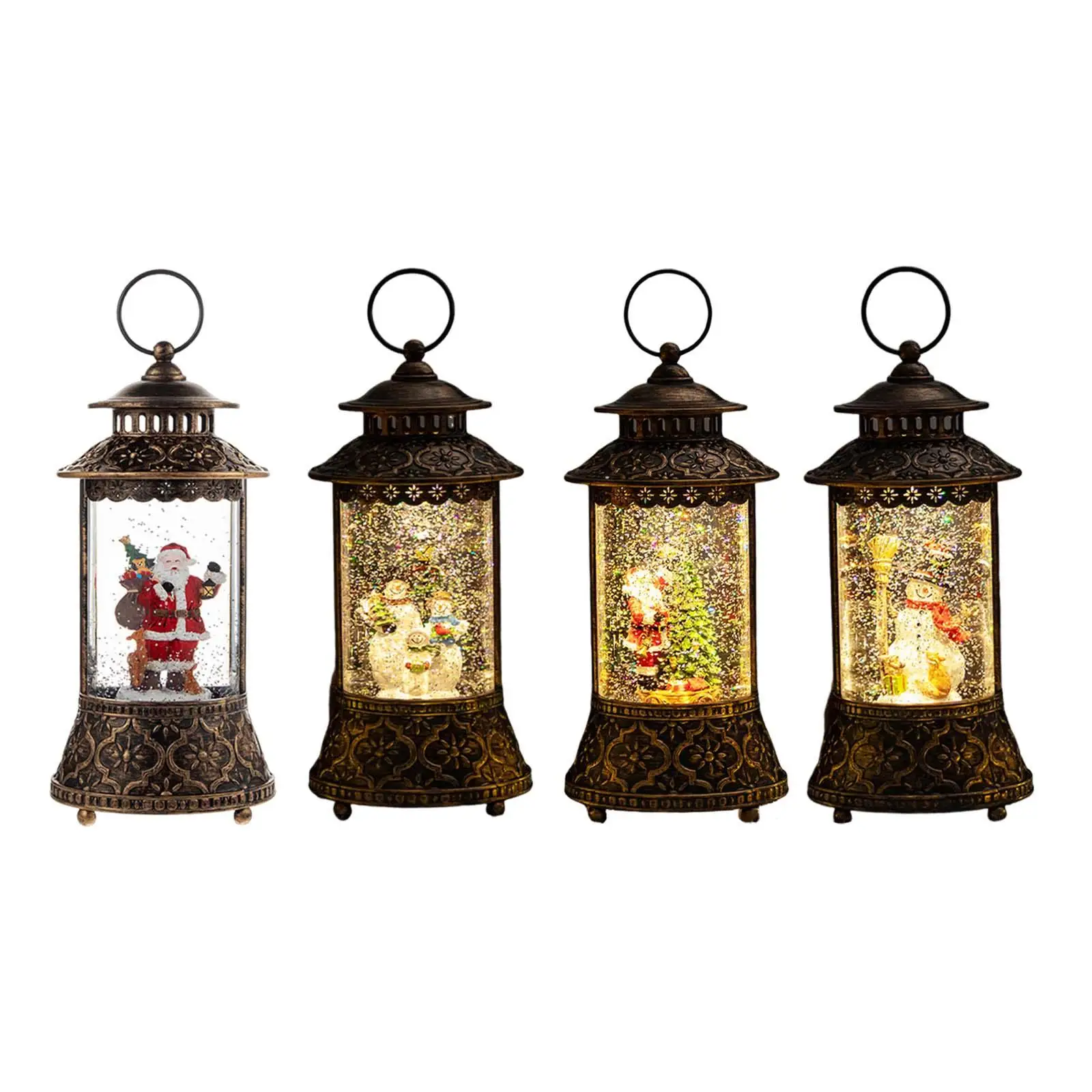 

Christmas Musical Snow Globe Lantern with Handle Decorative Lighted Snow Globe