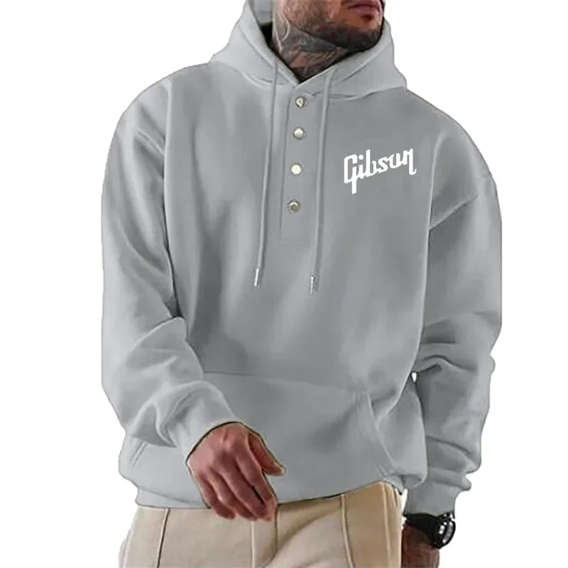 Gibson-Sudadera con capucha para hombre, suéter informal con estampado de moda, Color sólido, Tops sueltos, primavera y otoño, novedad de 2024