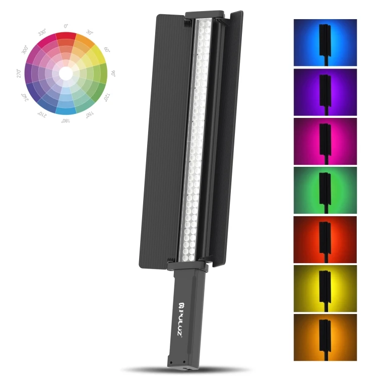 Factory Supply PULUZ 72 LEDs Photo Handheld Stick Light Full Color RGB Fill Light with Barndoor Selfie Ring Light