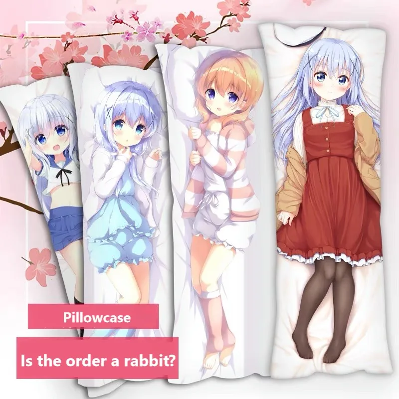 Is the order a rabbit? Dakimakura Pillowcase Kafuu Chino Hoto Kokoa Cosplay Anime Body Pillow Case Loli Cushion Otaku Boy Gift