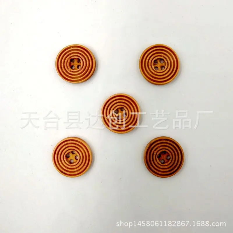 15/20/25 mm four-eye light coffee spiral wood buttons DIY/handmade decorative wood buttons 100 pcs a pack