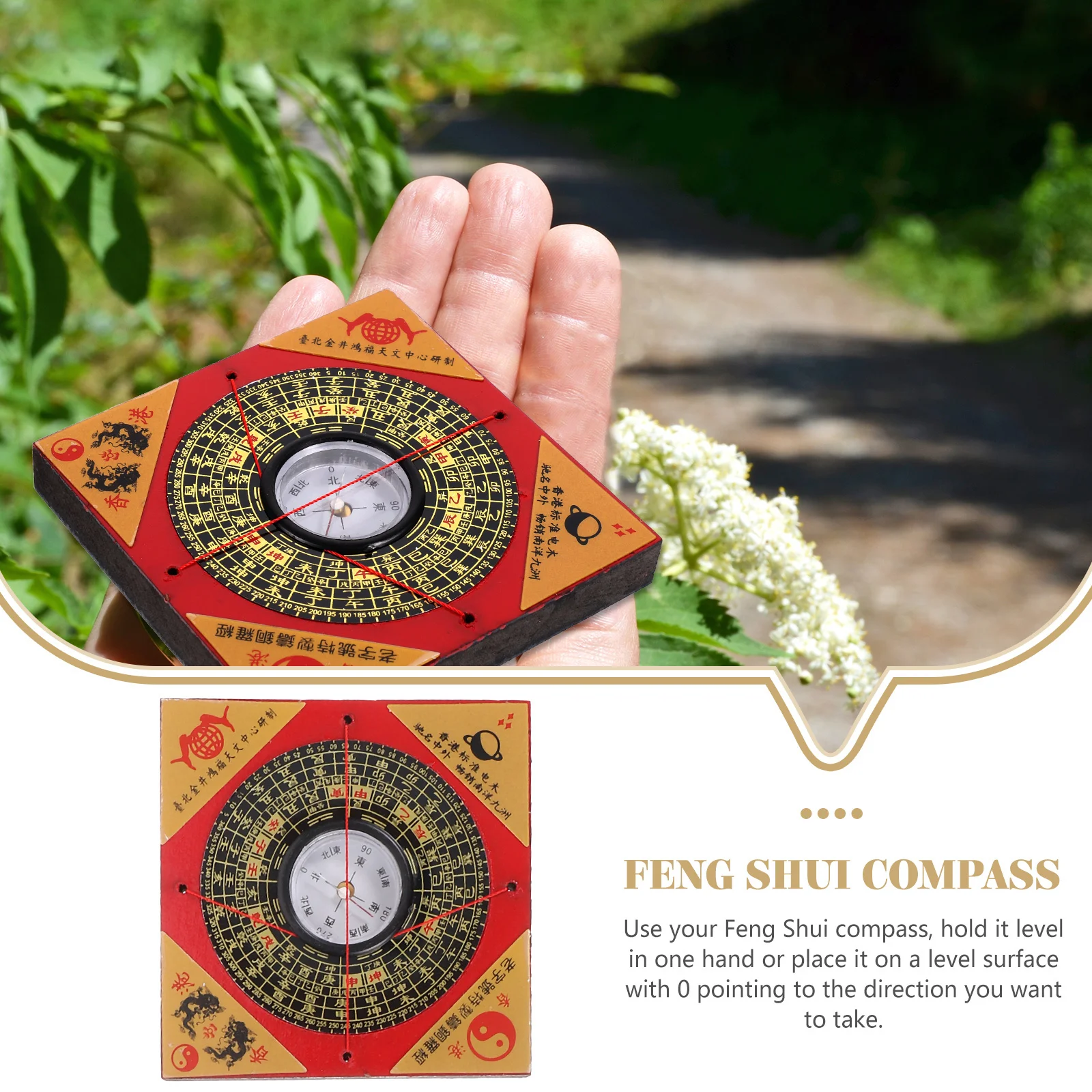 Feng Shui Round Wooden Compass Chinese Luo Pan Traditional Fengshui Geomancer Measuring Instrument Craft Decor