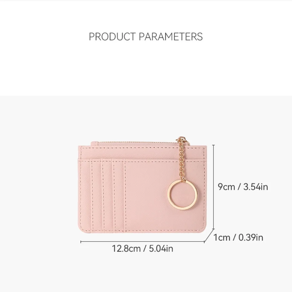 Portable Solid Color Coin Purse Keychain with Key Ring Multi-card Card Holoder Wallet Waterproof Wear-resistant Money Bag