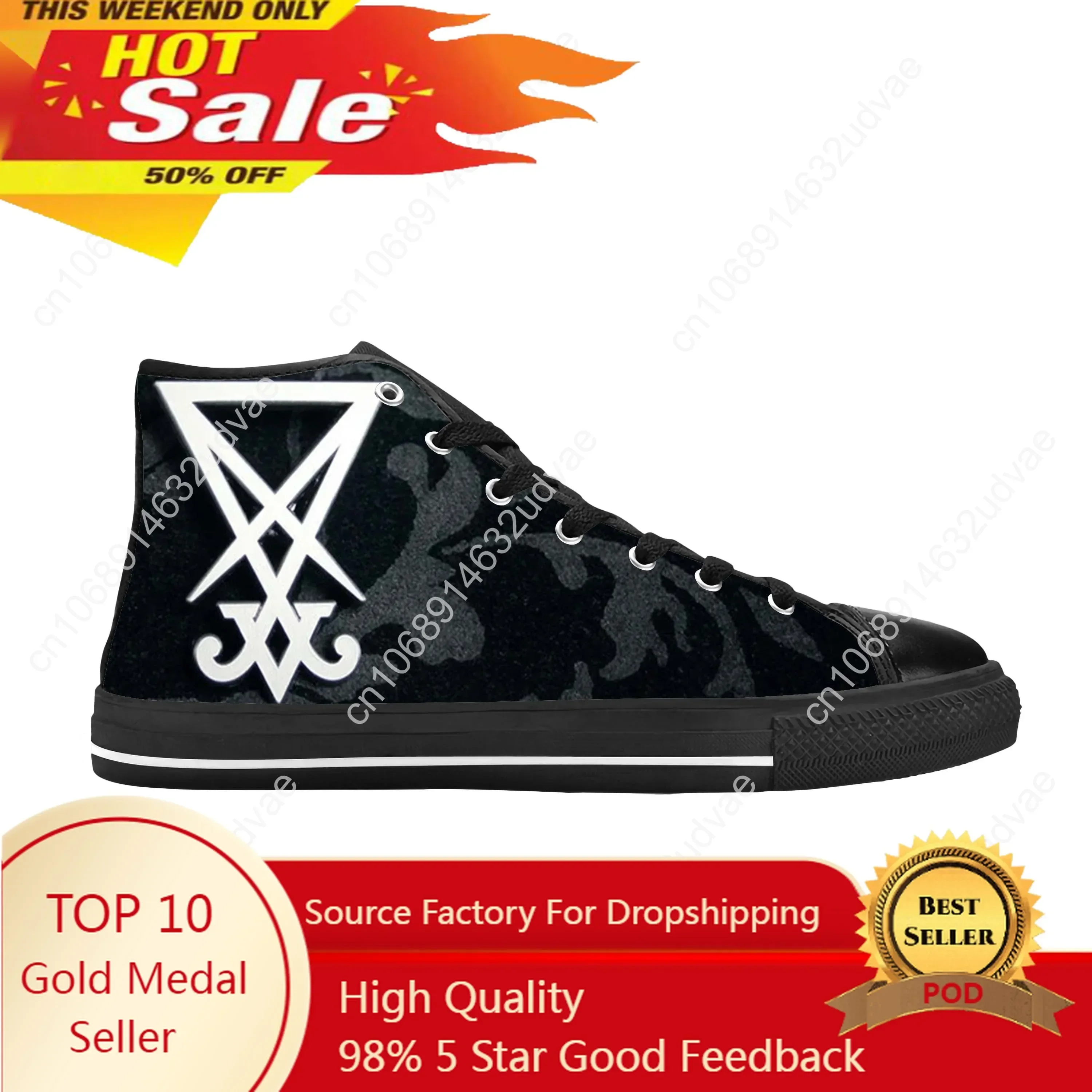 Sigil Lucifer Seal Of Satan Satanic Devil Gothic Casual Cloth Shoes High Top Comfortable Breathable 3D Print Men Women Sneakers