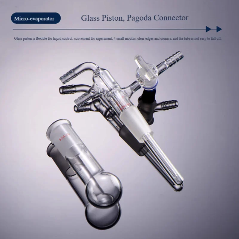 Micro-sublimator PTFE piston seal ground acid and alkali resistant thickened high borosilicate glass