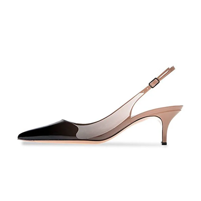 

Arden Furtado Summer Gradient color Pointed toe Shallow Back Strap Thin heel Sexy Belt buckle High heel Closed toe Sandals