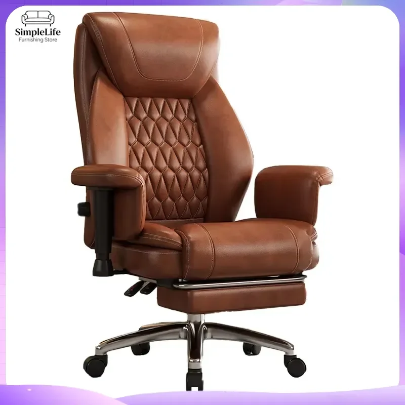 Luxury Leather Office Chair Ergonomic High Back Executive Boss Chair Adjustable Swivel Computer Desk Chair with Wheels