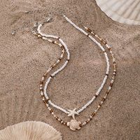 Layered Beads Chains with Starfish Turtle Choker Necklace for Women Trendy Collar on Neck 2024 Fashion Jewelry Female