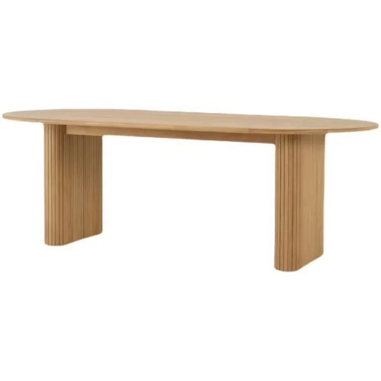 Nordic solid wood oval table Home dining table creative light luxury log coffee table designer creative workbench