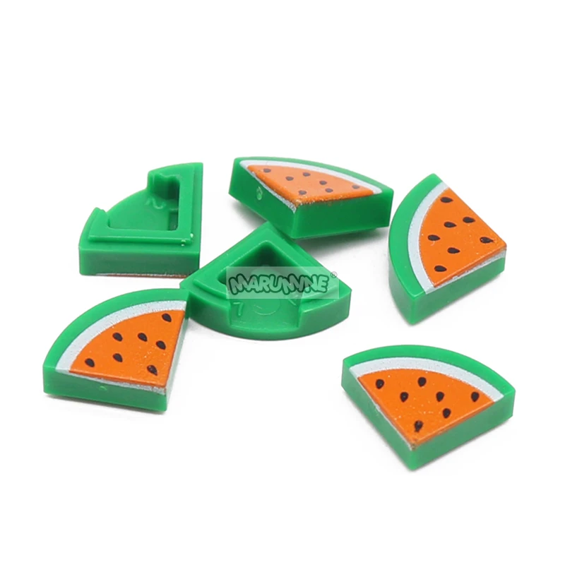 Marumine MOC 30pcs Printed Sliced Watermelon 25269 Food Accessory Toy 1x1 Square Block Parts Assembly Pellet DIY Building Blocks