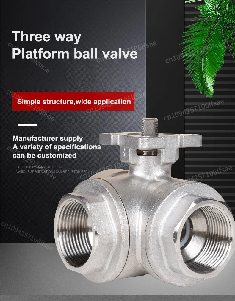 DN8-25 Three Way Pneumatic High Platform Ball Valve Stainless Steel Three Way Valve Pneumatic Internal Thread Valve Body