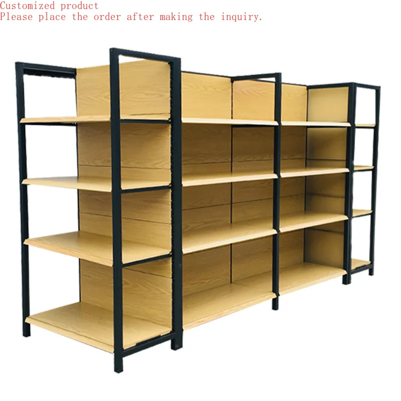 

Custom.Modern Double-Sided Heavy-Duty Supermarket Shelf Rack Metallic Gondola Display Stand with Fashionable Toy Rack for Grocer