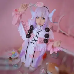 Miss Kobayashi's Dragon Maid Kanna Kamui Cosplay CostumeWigs for Women Kobayashi san Chi no Maid Uniforms Lolita Dress